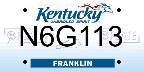 N6G113 Kentucky License Plate