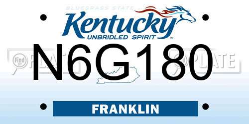 N6G180 Kentucky License Plate