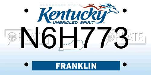 N6H773 Kentucky License Plate