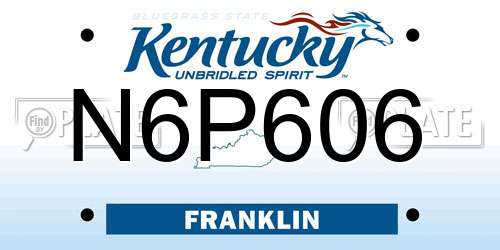 N6P606 Kentucky License Plate