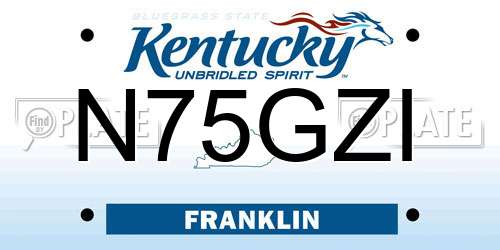 N75GZI Kentucky License Plate