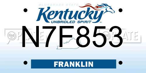 N7F853 Kentucky License Plate