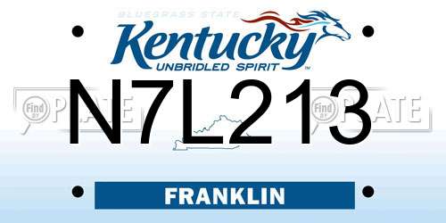 N7L213 Kentucky License Plate