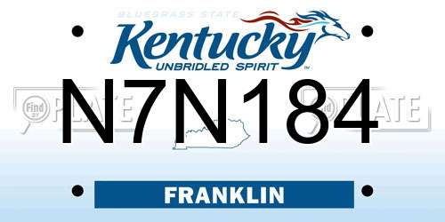 N7N184 Kentucky License Plate