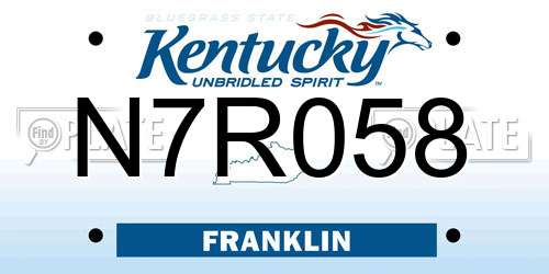 N7R058 Kentucky License Plate