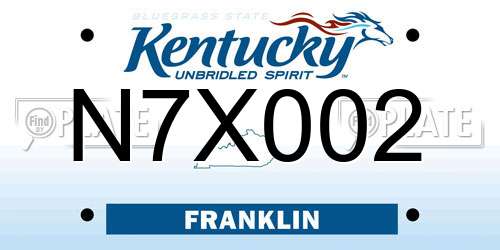 N7X002 Kentucky License Plate