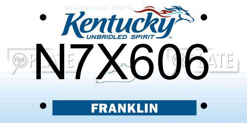 N7X606 Kentucky License Plate