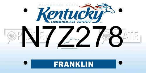 N7Z278 Kentucky License Plate