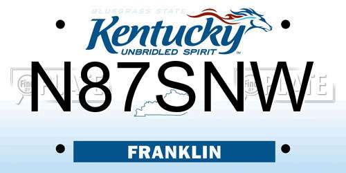 N87SNW Kentucky License Plate