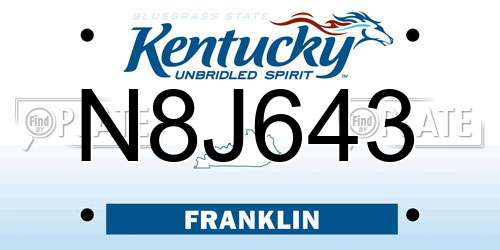 N8J643 Kentucky License Plate