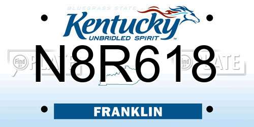 N8R618 Kentucky License Plate