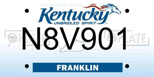 N8V901 Kentucky License Plate