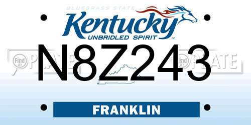N8Z243 Kentucky License Plate