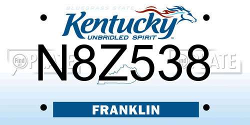N8Z538 Kentucky License Plate