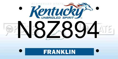 N8Z894 Kentucky License Plate