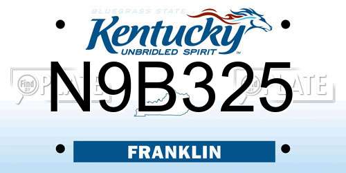 N9B325 Kentucky License Plate