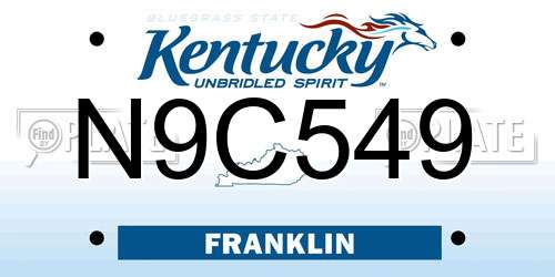N9C549 Kentucky License Plate