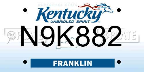 N9K882 Kentucky License Plate