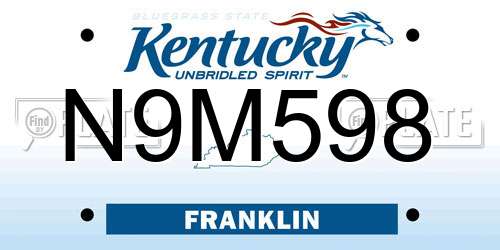N9M598 Kentucky License Plate
