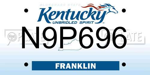 N9P696 Kentucky License Plate