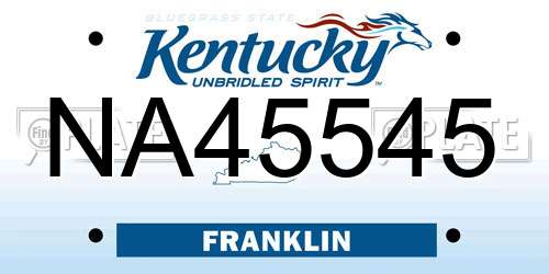 NA45545 Kentucky License Plate