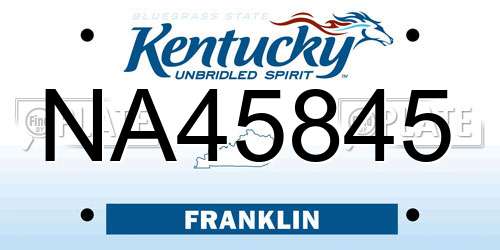NA45845 Kentucky License Plate