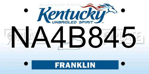 NA4B845 Kentucky License Plate