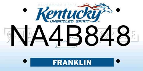 NA4B848 Kentucky License Plate