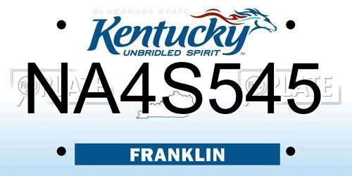 NA4S545 Kentucky License Plate