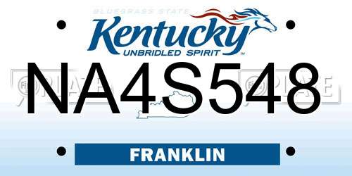 NA4S548 Kentucky License Plate