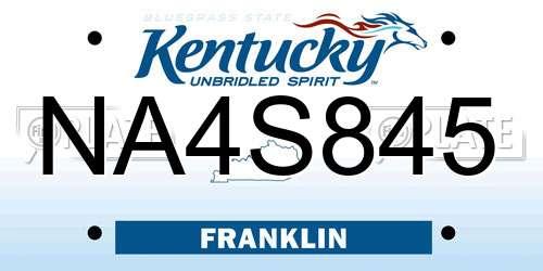 NA4S845 Kentucky License Plate
