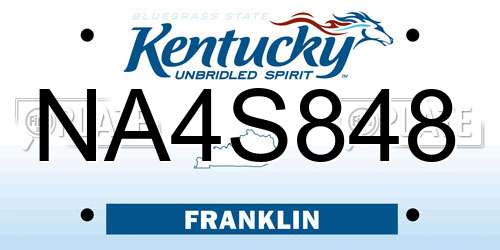 NA4S848 Kentucky License Plate