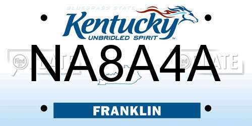 NA8A4A Kentucky License Plate