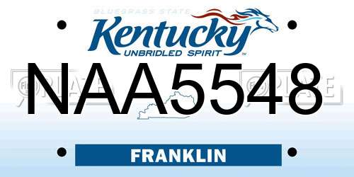 NAA5548 Kentucky License Plate