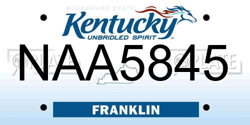 NAA5845 Kentucky License Plate