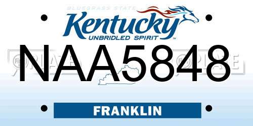 NAA5848 Kentucky License Plate