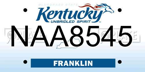 NAA8545 Kentucky License Plate