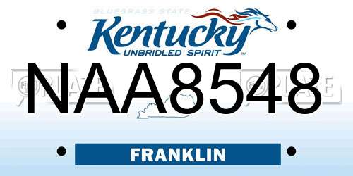 NAA8548 Kentucky License Plate