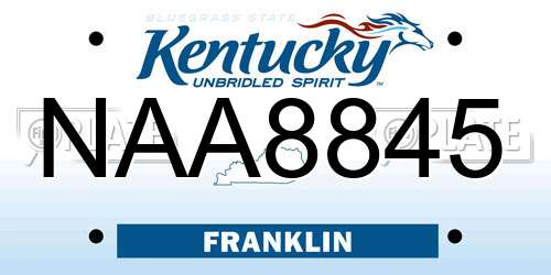 NAA8845 Kentucky License Plate
