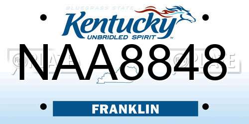 NAA8848 Kentucky License Plate