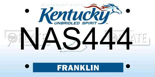 NAS444 Kentucky License Plate