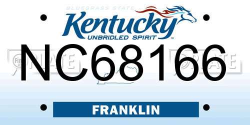 NC68166 Kentucky License Plate
