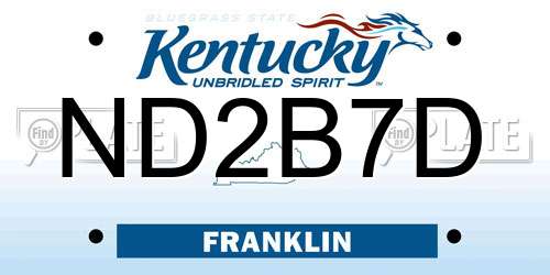 ND2B7D Kentucky License Plate
