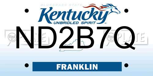 ND2B7Q Kentucky License Plate