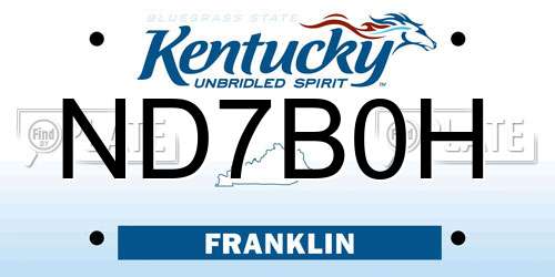 ND7B0H Kentucky License Plate