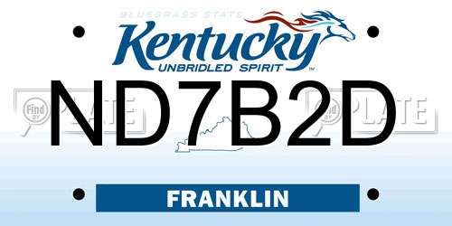 ND7B2D Kentucky License Plate