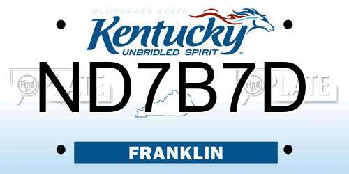 ND7B7D Kentucky License Plate
