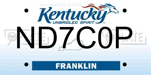 ND7C0P Kentucky License Plate