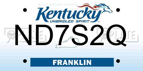 ND7S2Q Kentucky License Plate