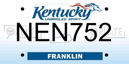 NEN752 Kentucky License Plate
